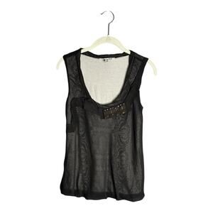 Cabi Black Sleeveless Scoop Neck Embellished Blouse Size XS